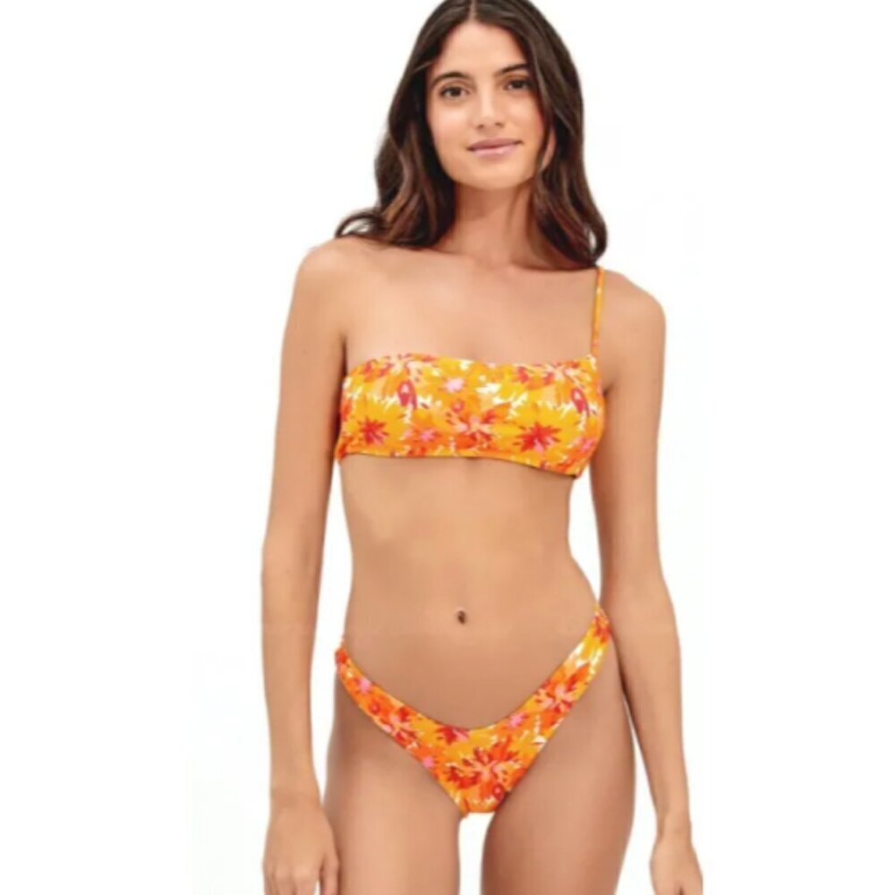 New Vix Paula Hermanny Ana & Guilia Bikini Womens M Orange Floral